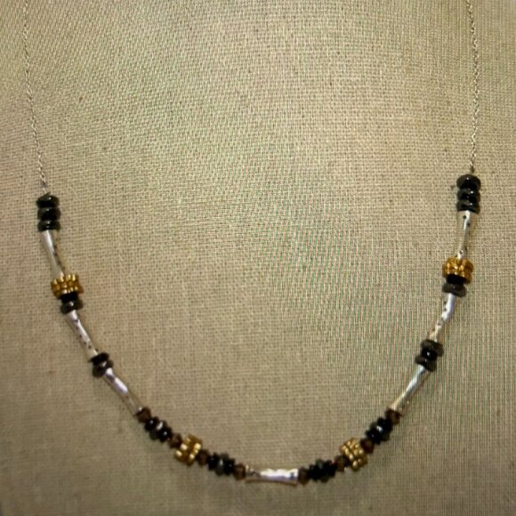 SILPADA "On The Horizon" Sterling Silver Agate Brass Hematite Necklace - Picture 5 of 5